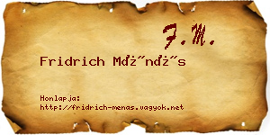 Fridrich Ménás névjegykártya